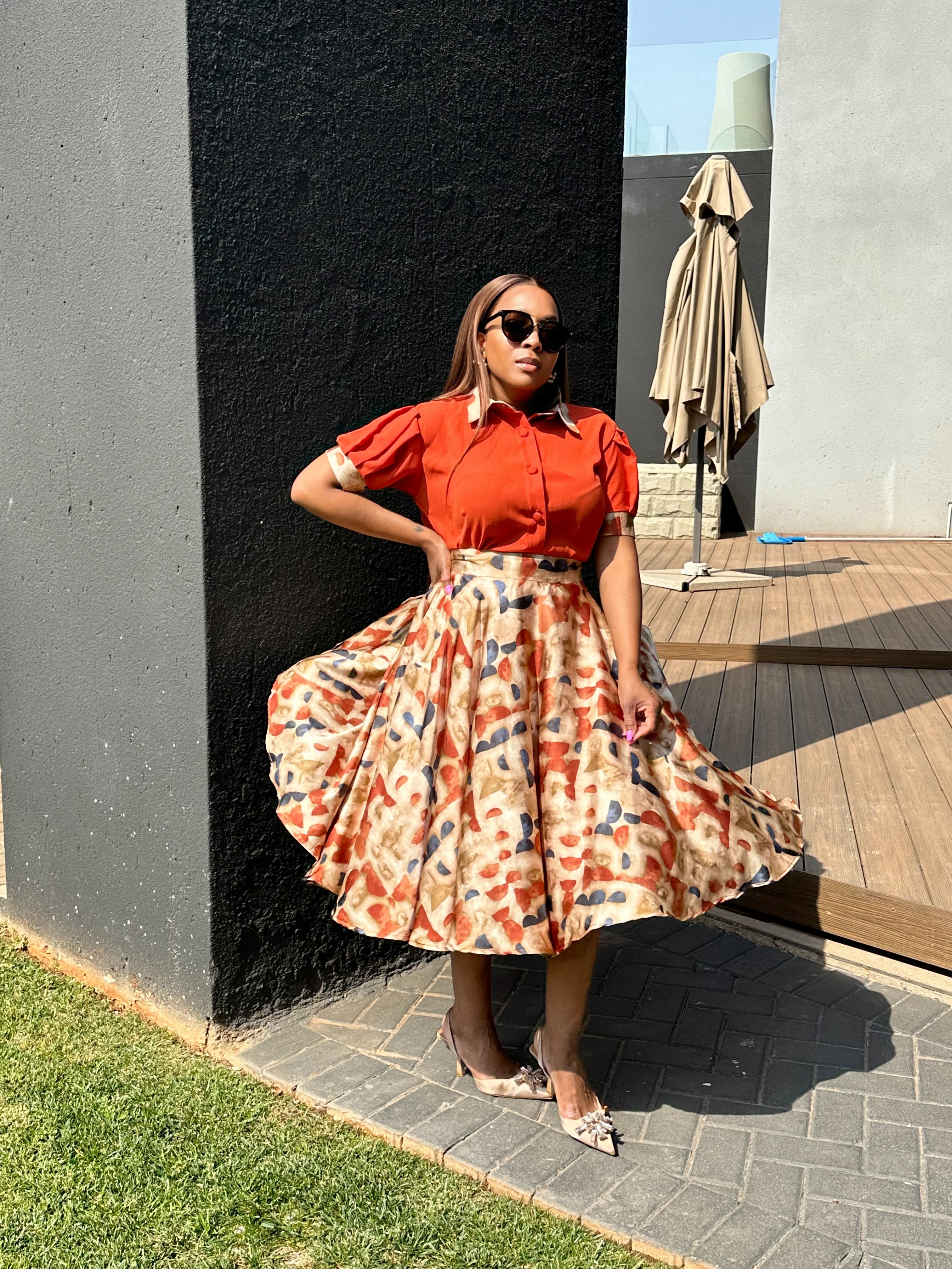 Claire Top and Satin Skirt Set